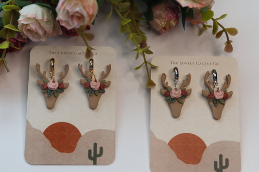 Floral Deer Earrings